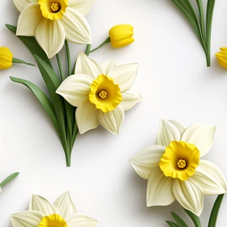 Daffodil Patterns: Monochrome Digital Illustrations