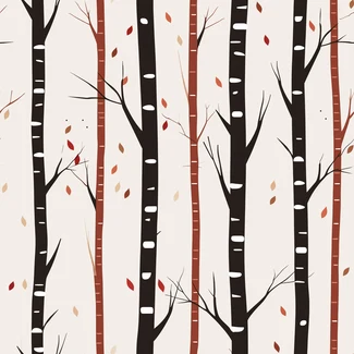 Autumn birch trees seamless pattern illustration