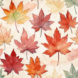 Autumn leaves watercolor seamless wallpaper pattern