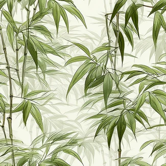 A seamless bamboo foliage pattern in light gray and green.