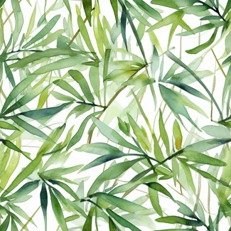 Bamboo Leaves Watercolor Seamless Pattern - A seamless pattern of bamboo leaves in watercolor style.