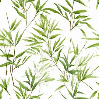 Bamboo leaves watercolor seamless pattern on a white background