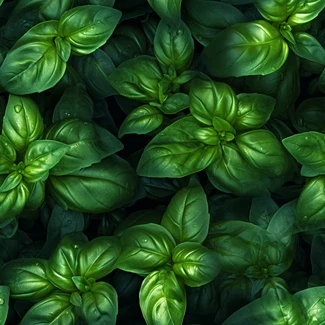A macro photograph of green basil leaves with a vibrant and high-energy design.