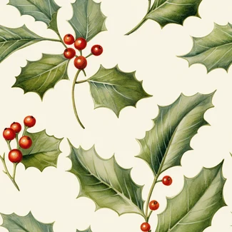 Emerald Holly Leaf Christmas Pattern