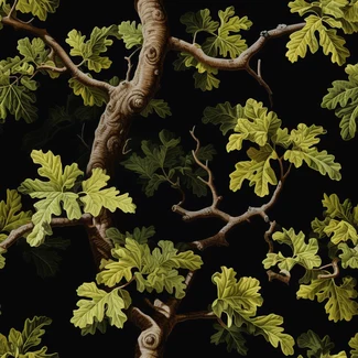 British Forest Leaves pattern wallpaper with realistic-looking leaves arranged in a caravaggesque chiaroscuro style.