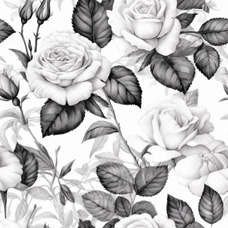 Monochromatic Roses Illustration on a white background