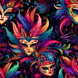 Colorful carnival masks on a black background