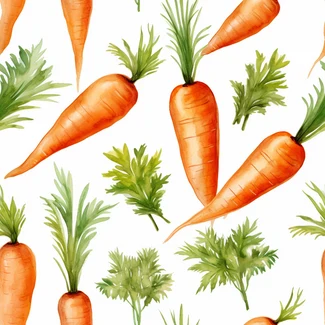 A seamless pattern of carrots in watercolor, in the style of nature-based patterns, high resolution.
