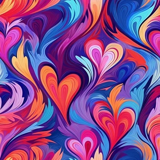 Colorful heart swirl pattern with bright colors and fluid brushstrokes