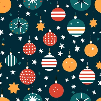 A seamless pattern of Christmas balls in various colors with a cosmic theme.