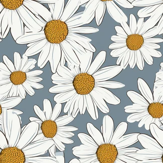 A seamless pattern of daisies on a blue background.