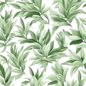 Watercolor green leaf seamless pattern on white background