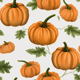 A seamless pumpkin pattern in vintage style on a white background.