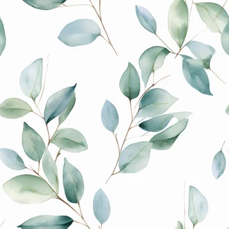 Eucalyptus Leaves Watercolor Seamless Wallpaper