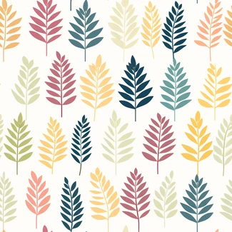 Vibrant Leaves pattern with multi-colored leaves on a white background