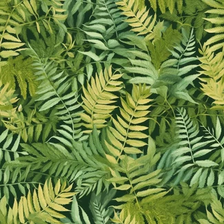 Tropical fern leaves pattern with detailed and naturalistic textures.