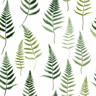 A repeating pattern of fern leaves on a white background