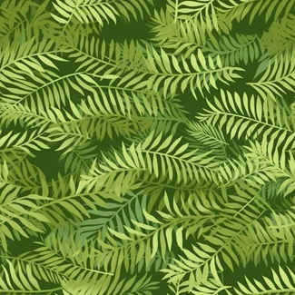 A seamless jungle pattern featuring green fern leaves on a seamless background.