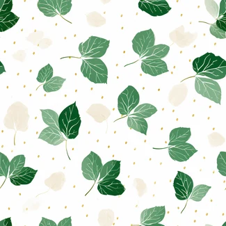 Golden Ivy Leaf pattern with gold dots on a white background