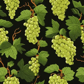 A seamless grapevine pattern on a black background.
