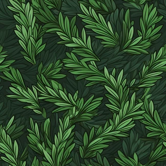 Green leaves and branches pattern on a dark background