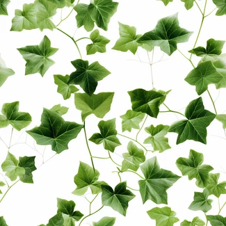 Green ivy leaves seamless pattern on a white background