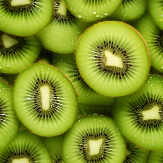 A repeating pattern of fresh green kiwi slices