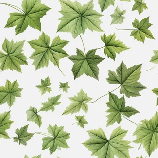 A watercolor pattern featuring green leaves arranged in a repeating pattern on a white background.