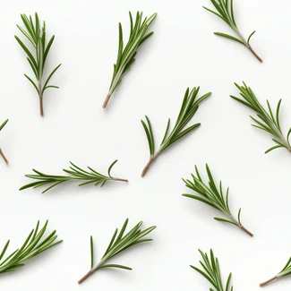 Green Rosemary Leaves on a White Background Pattern