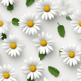 A seamless white daisy pattern on a white background.