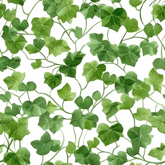 A seamless pattern of green ivy leaves on a white background.