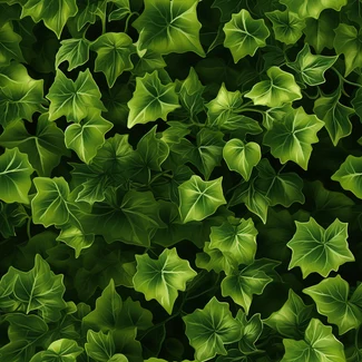 A seamless pattern of green ivy leaves on a white background.