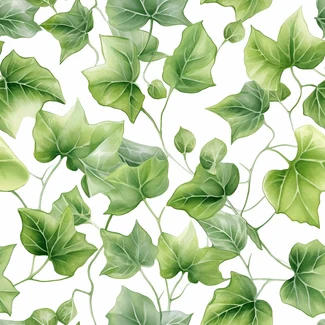 Ivy Leaves Botanical Watercolor Pattern on a white background