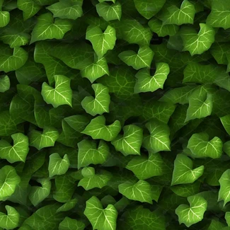 A hyper-realistic pattern of large green ivy leaves with irregular shapes and leaf patterns rendered in a whimsical and natural style.