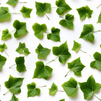 Close-up shot of ivy leaves on a white background