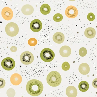 A seamless pattern featuring slices of kiwi fruit against a clean white background.