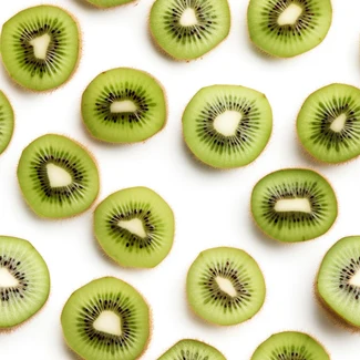 A pattern of kiwis arranged in an optical illusion style on a white background.