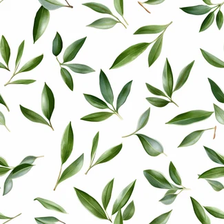 Green Leaves Botanical Seamless Pattern on a White Background