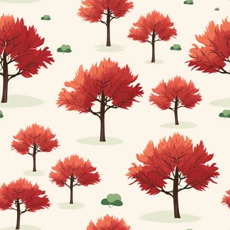 Maple Tree Red Autumn Seamless Pattern featuring red trees in a seamless design