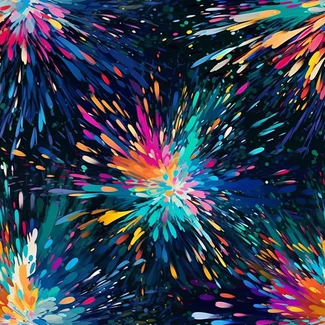 Colorful explosion of paint splashes against a black background