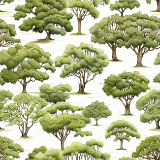 A beautiful watercolor illustration of Oak Trees on a white background.