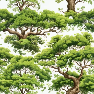 Seamless pattern of Oak Trees in a Southern countryside style