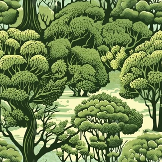 Green trees and woodland landscape pattern