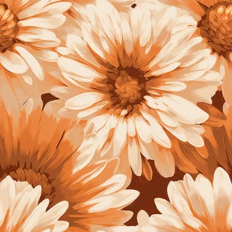 Orange and white flowers on beige background pattern