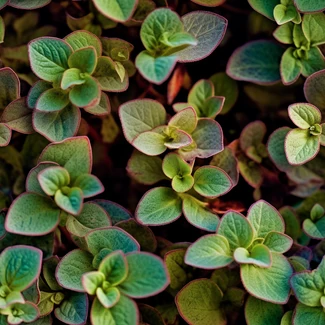 Close-up photograph of green leaves and flower stems in vibrant colors.