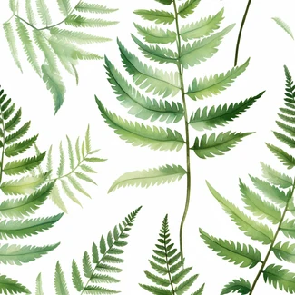 Organic Fern Leaves watercolor seamless pattern