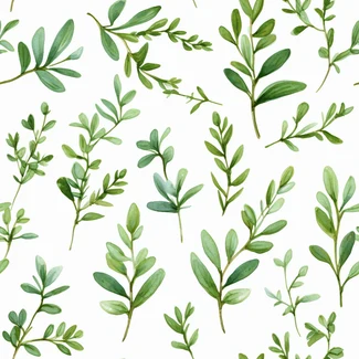 Organic Watercolor Thyme and Foliage Seamless Pattern