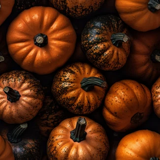 Close-up of pumpkins in chromatic medieval style