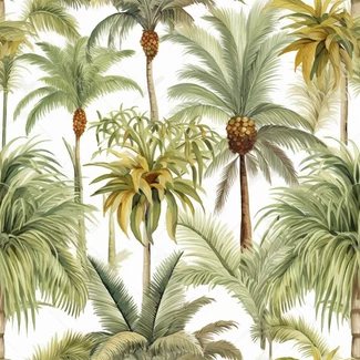Tropical palm tree pattern on a white background