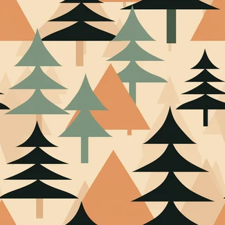 A pattern featuring pine trees with earthy colors and minimalist shapes, perfect for the holiday season.